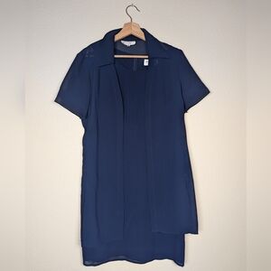 Studio I Petite Deep Blue Dress With Cardigan